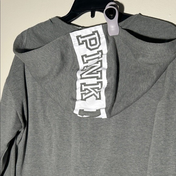 PINK Victoria's Secret Vintage Oversized Gray V-Neck Hoodie - Picture 4 of 6